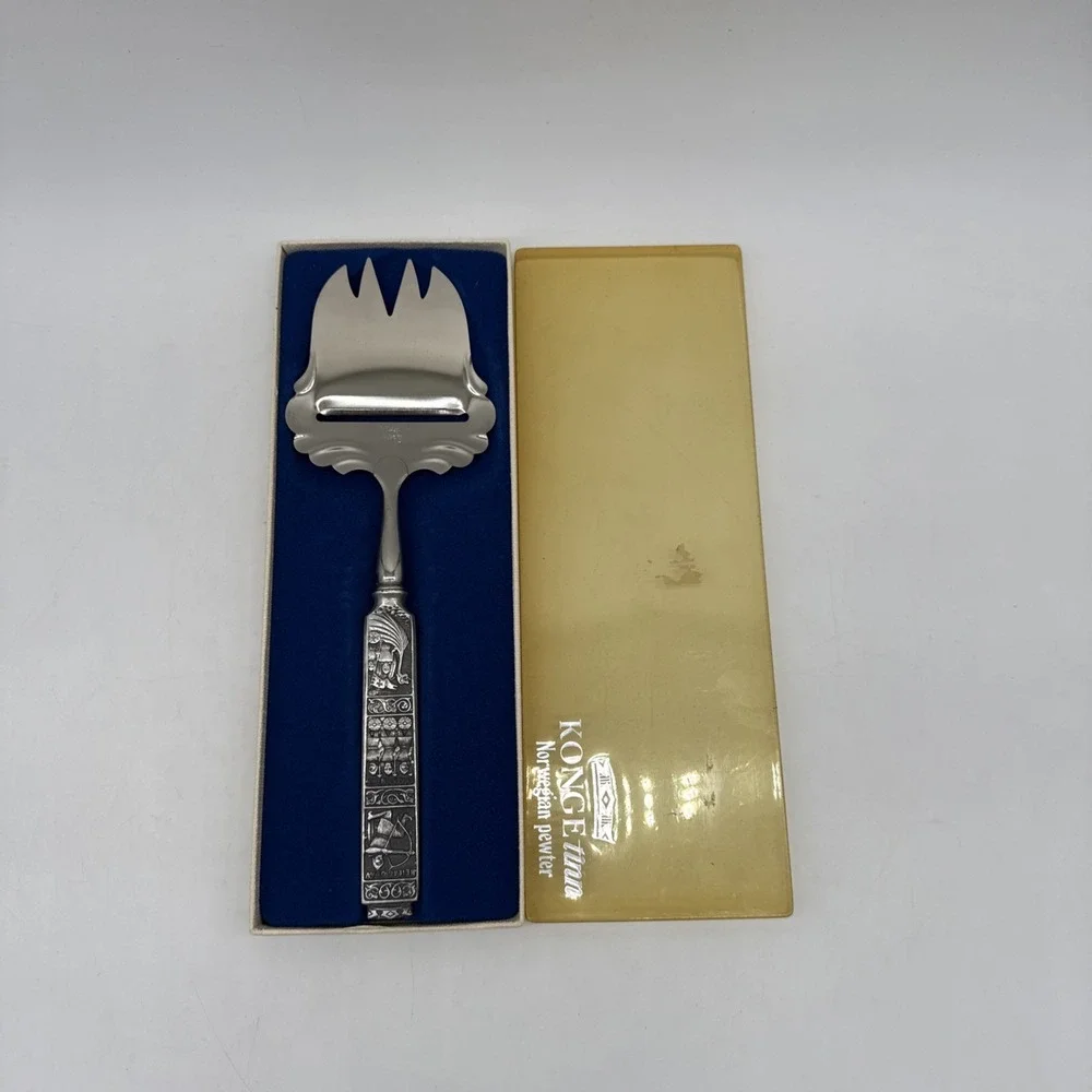 Kongetinn Hardanger Sylvplett Norwegian Pewter Cheese Slicer Stainless Steel
